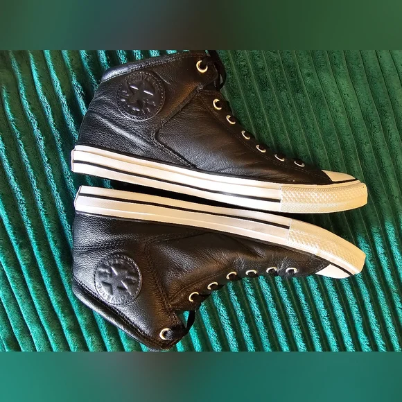 Converse All Star High Street Black Leather Size 12 Chuck Taylor - Picture 3 of 8